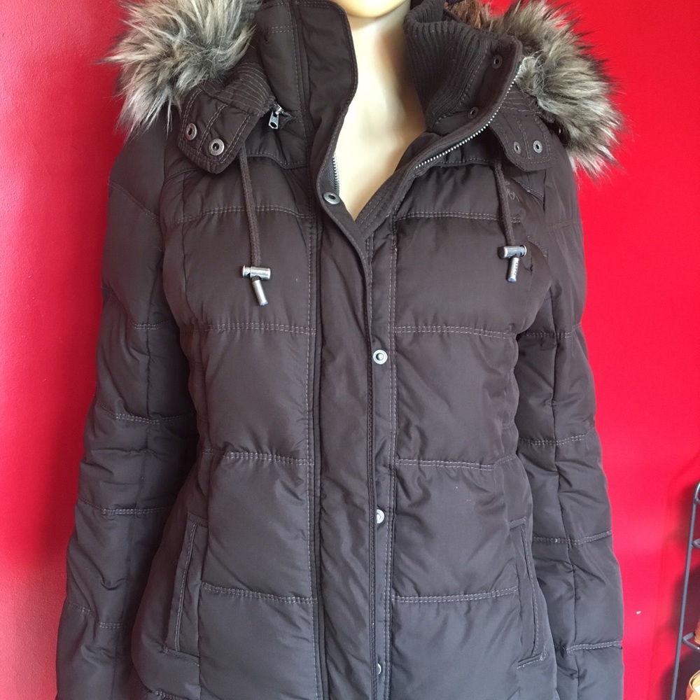 Abercrombie & Fitch puff down fur hood jacket coat
